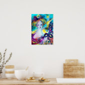 DAME MET GEVERD MASKER Venetiaanse Maskerade Nacht Poster (Keuken)