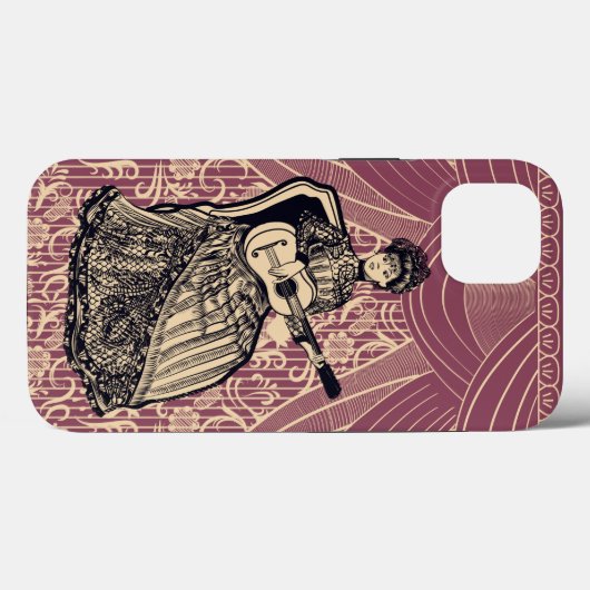 Dame met gitaar Case-Mate iPhone case (Achterkant (horizontaal))