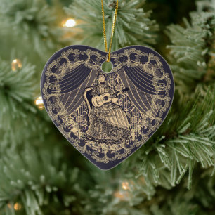 Dame met gitaar keramisch ornament