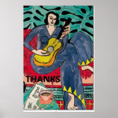 Dame met gitaar & Koffiebeker, voeg tekst toe Poster (Voorkant)