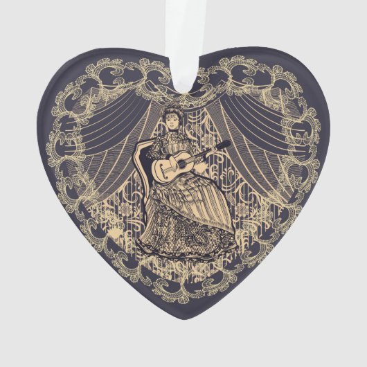 Dame met gitaar ornament (achterkant)