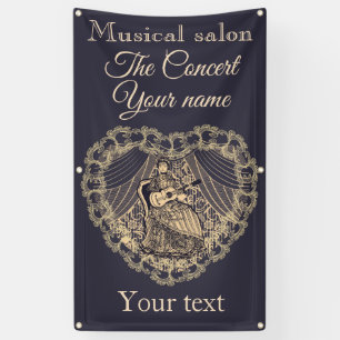 Dame met gitaar spandoek