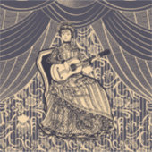 Dame met gitaar sticker (Voorkant)