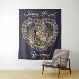 Dame met gitaar wandkleed