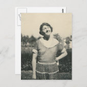 dame met grappig briefkaart (Voorkant / Achterkant)