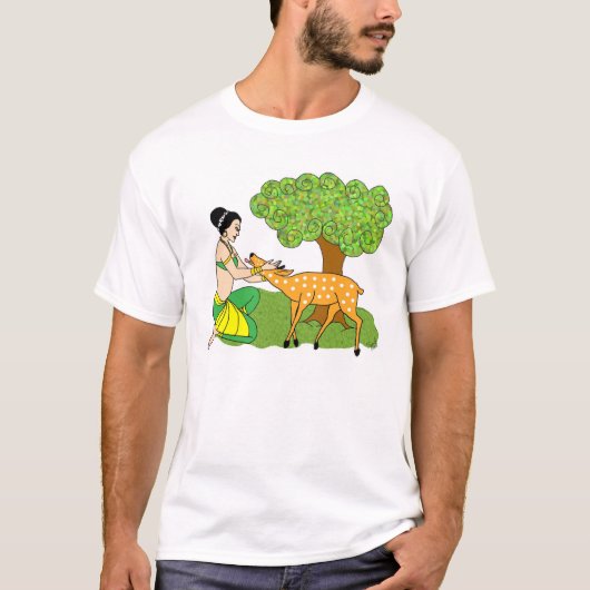 Dame met herten t-shirt (Voorkant)