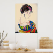 Dame met kimono Japanse stijlkunst Poster (Keuken)