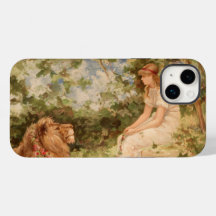 Dame met Lion iPhone/iPad-draagtas