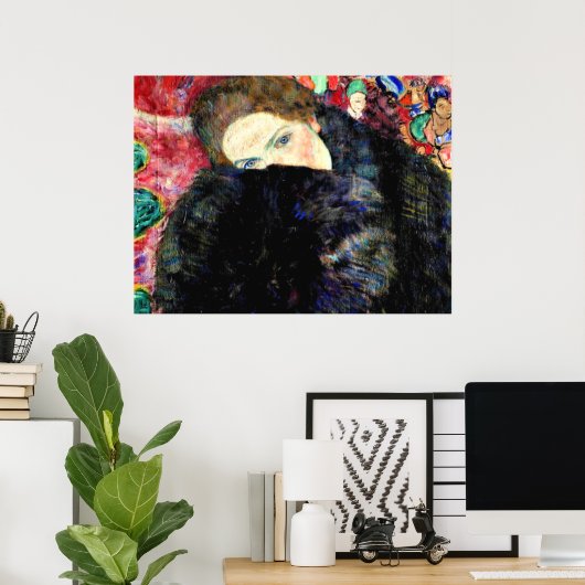 Dame met Muffe van Gustav Klimt Poster (Thuiskantoor)