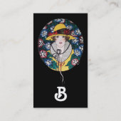 Dame met ochtendglorie-monogram visitekaartje (Achterkant)