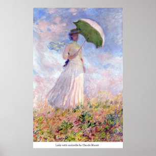 Dame met paraplu van Claude Monet Poster