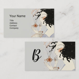 DAME MET PARFUMFLACON ART DECO SCHOONHEID Monogram Visitekaartje