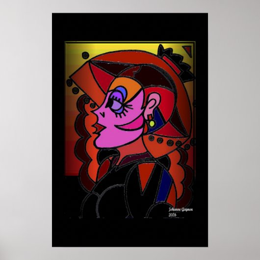 Dame met Pet Poster (Voorkant)