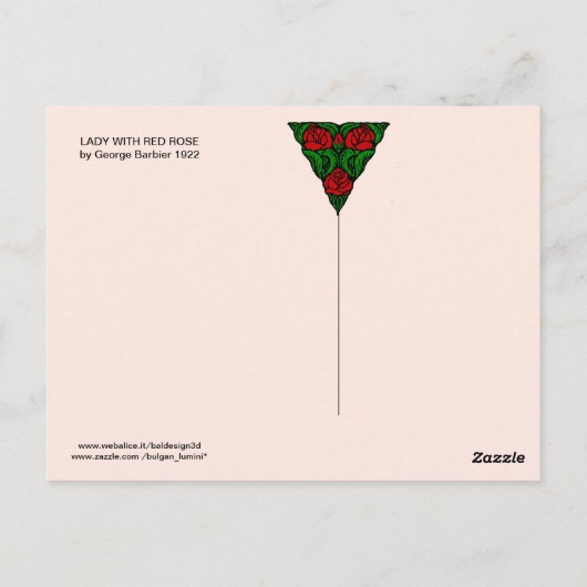 DAME MET RED ROSE Happy Moederdag Briefkaart (Achterkant)