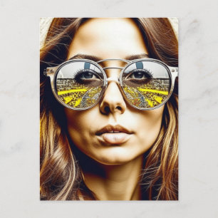 Dame met reflectie in haar zonnebril Ai Kunst Briefkaart