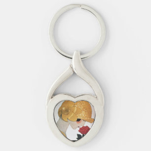 DAME MET RODE ROOS Beauty Mode Hart Sleutelhanger