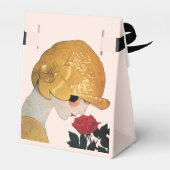 DAME MET RODE ROOS ROBIJN EDELSTEEN MONOGRAM ,Roze Bedankdoosjes (Achterkant)