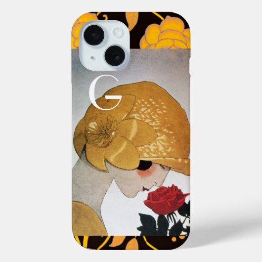 DAME MET ROOD ROOS MONOGRAAM Case-Mate iPhone CASE (Achterkant)