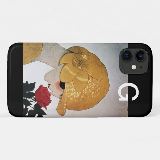 DAME MET ROOD ROZENMONOGRAAF Case-Mate iPhone CASE (Achterkant (horizontaal))