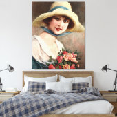  dame met Roos Canvas Afdruk (Insitu (Slaapkamer))