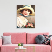 dame met Roos Canvas Afdruk (Insitu (Woonkamer))