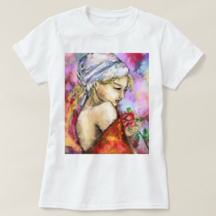 Dame met Roos T-Shirt Schilderen