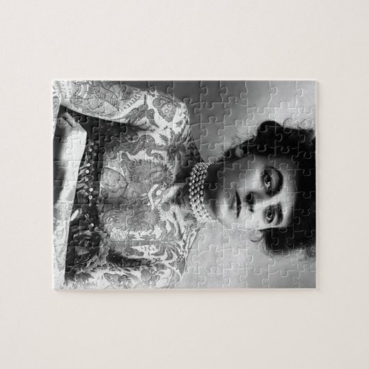 Dame met tatoeage - Vrouw met Tattoos - Legpuzzel (Horizontaal)