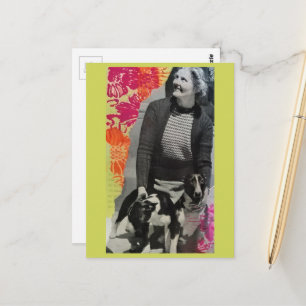 Dame Met Twee Honden Collage Briefkaart