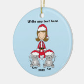 Dame met twee kerstkerstversiering keramisch ornament (Links)