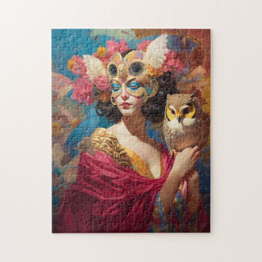 Dame met Uil Fantasy Art Legpuzzel (Verticaal)