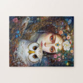 Dame met Uil Surreal Fantasy Kunst Legpuzzel (Horizontaal)