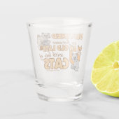 Dame met veel katten Gezegde Shot Glas (Achterkant)