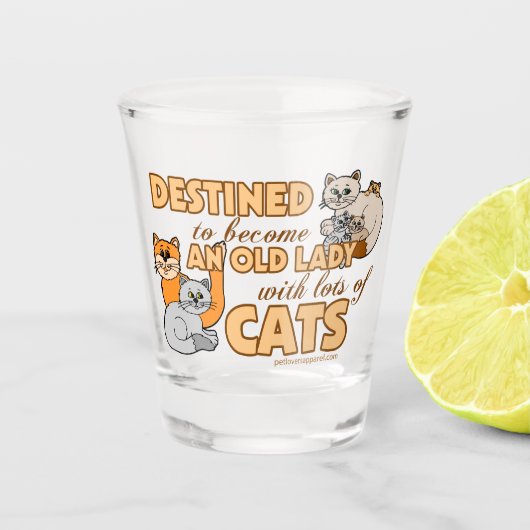 Dame met veel katten Gezegde Shot Glas (Voorkant)