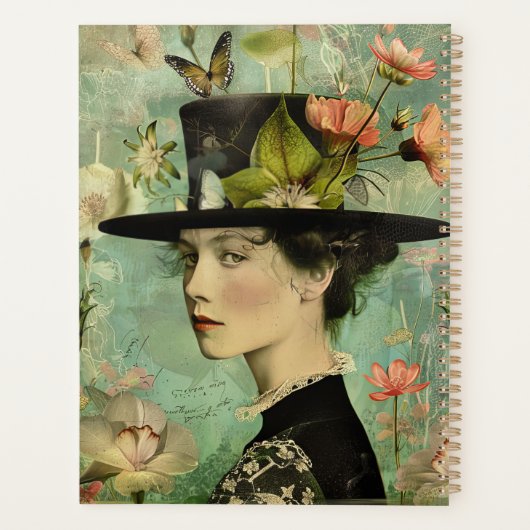Dame met vlinders en bloemen illustratie planner (Achterkant)