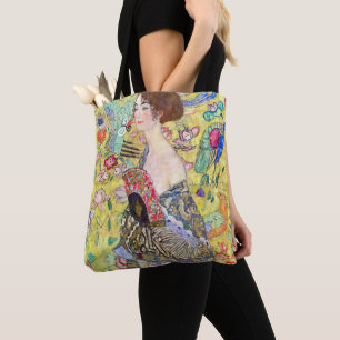 Dame met waaier van Gustav Klimt, Vintage Japonism Draagtas