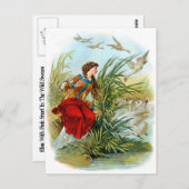  dame met zwanen briefkaart (Voorkant / Achterkant)