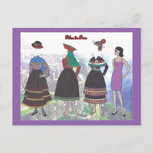 Dame of Peru Paper Doll Briefkaart (Voorkant)
