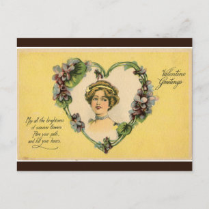  dame omgeven door Violets Heart Valentijn Briefkaart