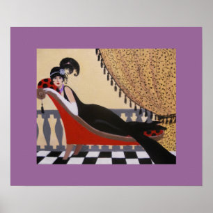 DAME ON A LOUNGE D'ART DÉCO