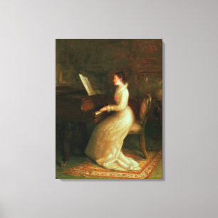 Dame op de Piano Canvas Afdruk