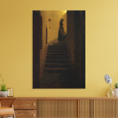 Dame op de trap canvas afdruk (Insitu (Woonkamer))