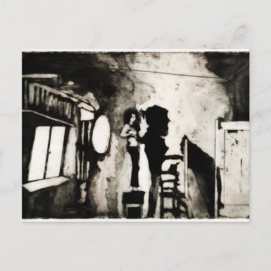 Dame op een stoel briefkaart (Voorkant)