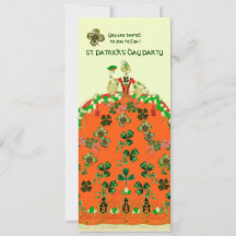 DAME ORANJE MET KLAVERTJES ST. PATRICK'S DAY FEEST