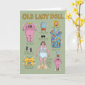 Dame Papier Doll Drôle. Carte (Fleur jaune)
