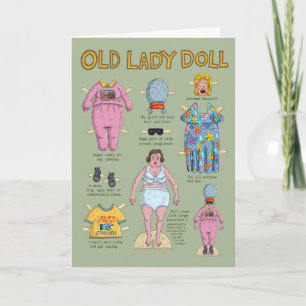 Dame Papier Doll Drôle. Carte