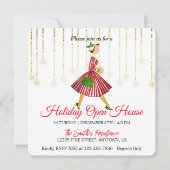 Dame rétro Carte de Noël arbre de Noël (Devant)