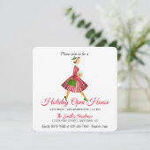 Dame rétro Carte de vœux de Noël arbre de Noël (Debout devant)