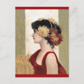 Dame romantique en carte postale rouge (Devant)
