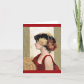 Dame romantique en rouge carte de note (Devant)