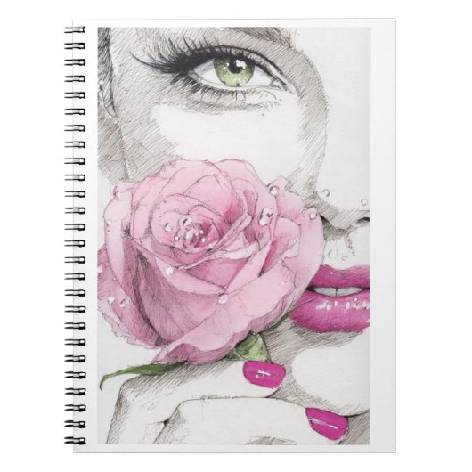 Dame rose avec cahier de rose rose (Devant)